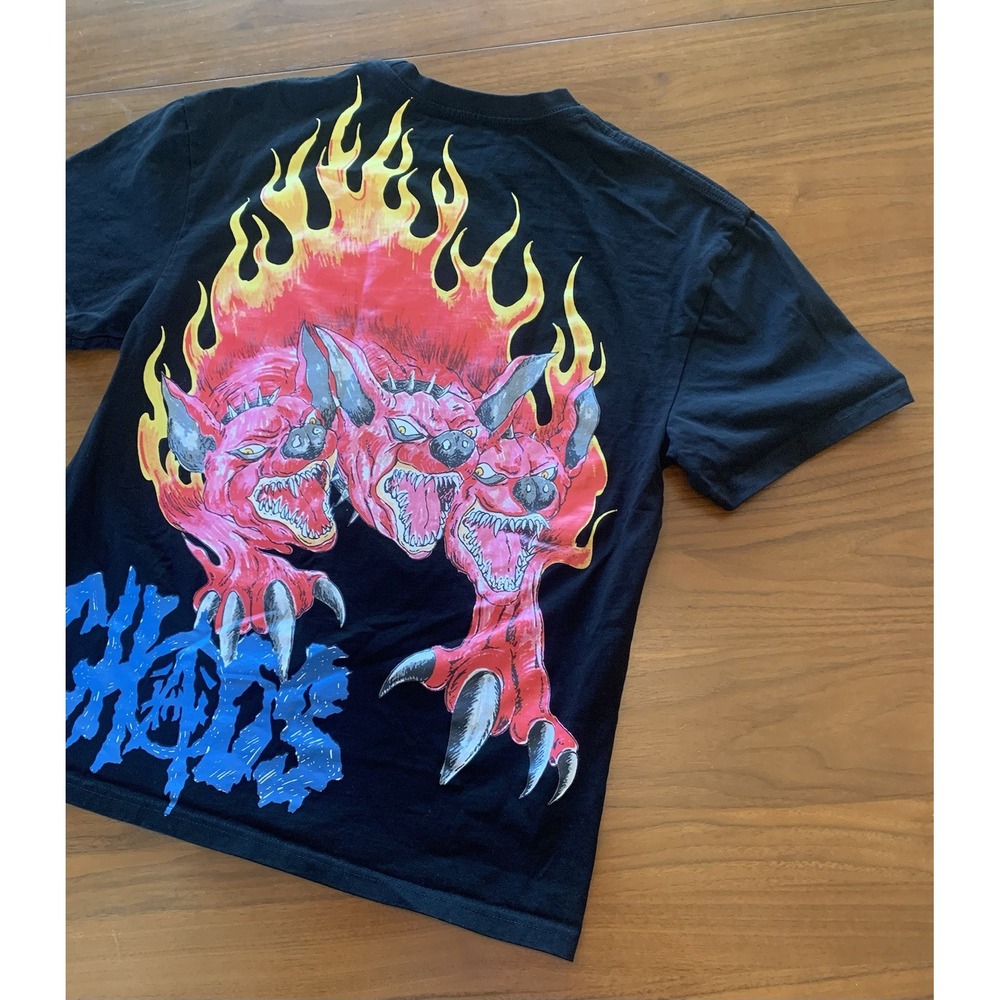 Travis Scott Utopia x St T Shirt Mens M Tee Black Cactus Jack Flames Madness